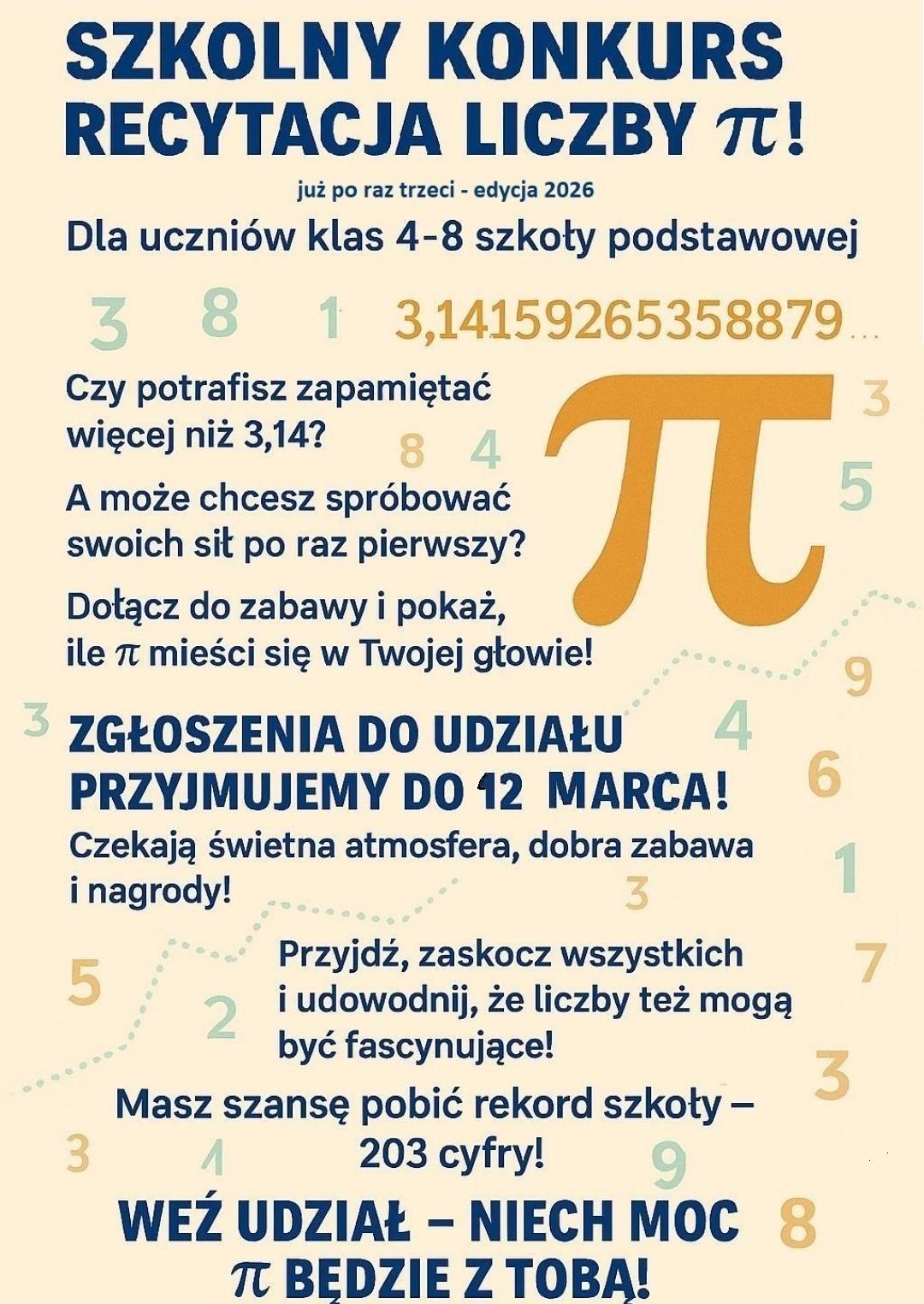 Plakat - konkurs liczba pi 2026